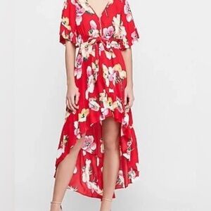 Express red floral dress